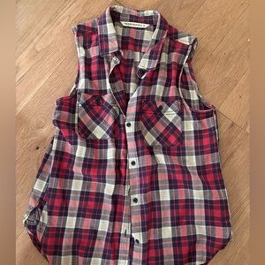 Hippie Laundry Red and Black Plaid Sleeveless Top